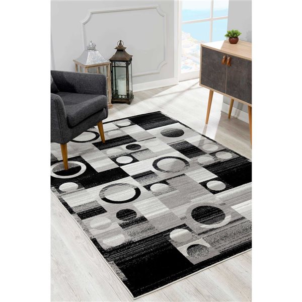 Rug Branch Montage 3-ft x 5-ft Geometric Polypropylene Residential Indoor Doormat - Grey/Black