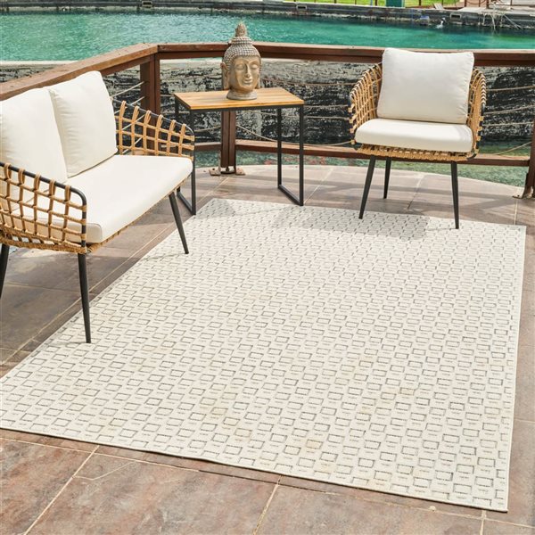 Rug Branch Maise 5-ft x 7-ft Squared Polypropylene Residential Indoor Area Rug - Cream