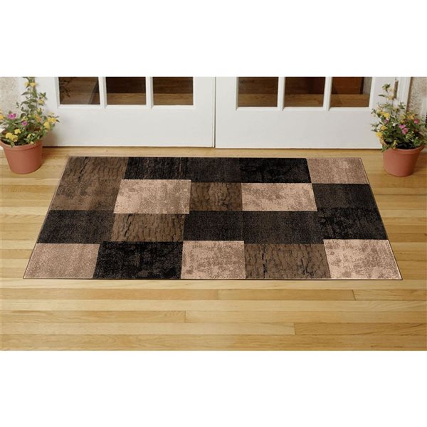 Rug Branch Montage 2-ft x 5-ft Geometric Polypropylene Residential Indoor Doormat - Brown