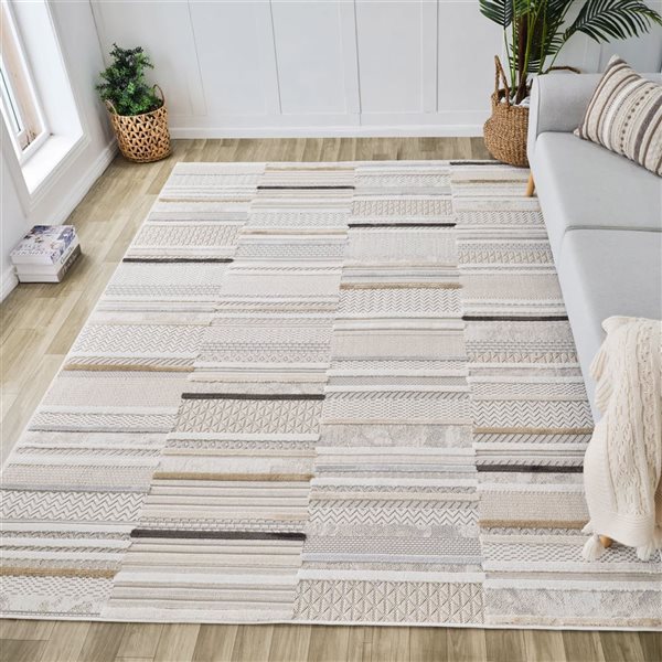 Rug Branch Maison 8-ft x 11-ft Hand-Loom Weaving Style Polyester Residential Indoor Area Rug - Beige