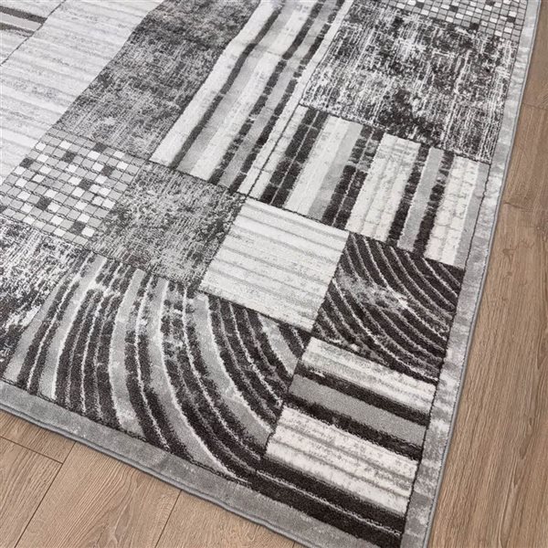 Rug Branch Cadence 8-ft x 11-ft Abstract Patchwork Polyester Residential Indoor Area Rug - Grey