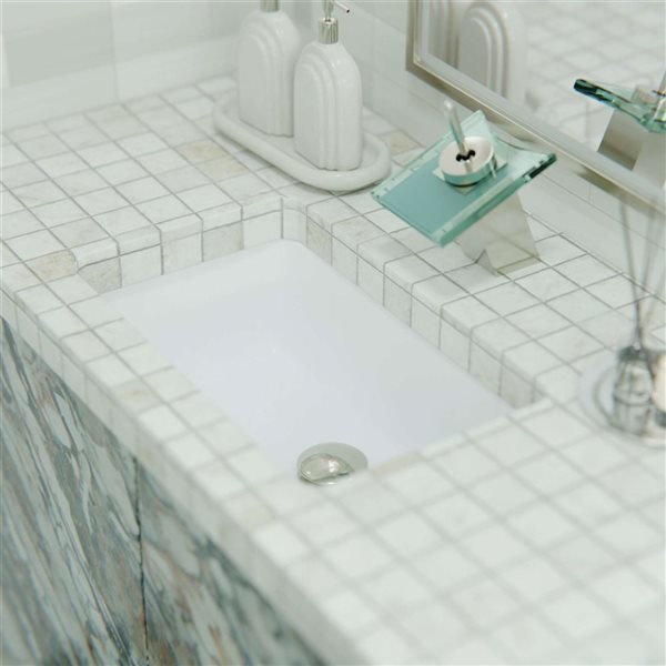 Novatto 21 x 13.38-in Rectangular Undermount White Porcelain Sink with Overflow