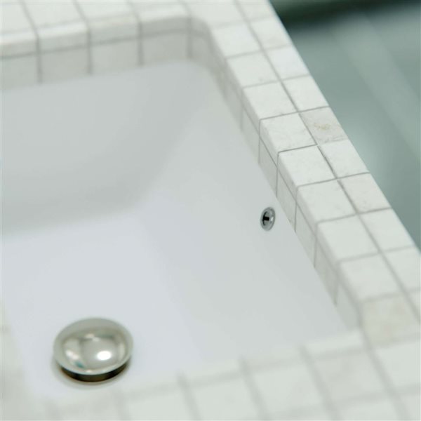 Novatto 21 x 13.38-in Rectangular Undermount White Porcelain Sink with Overflow and Pop-Up Drain - Chrome