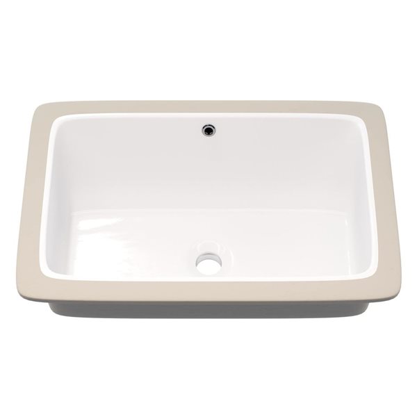 Novatto 21 x 13.38-in Rectangular Undermount White Porcelain Sink with Overflow and Pop-Up Drain - Chrome
