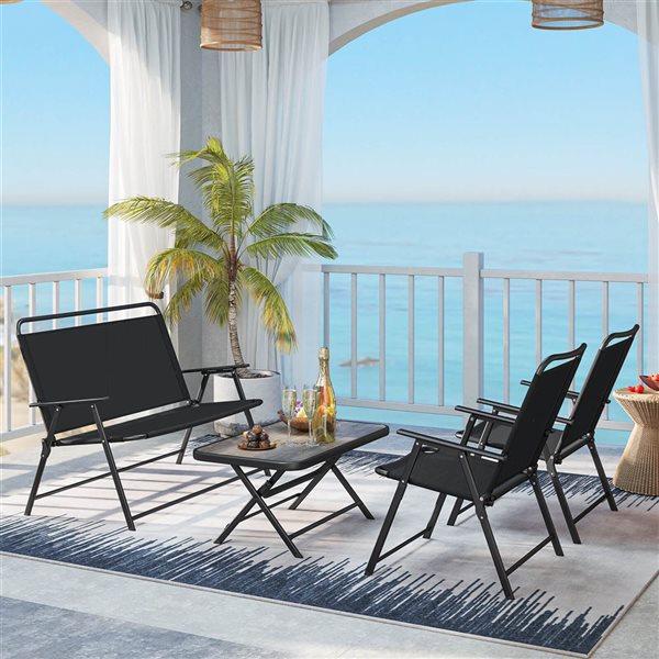 Costway 4-Piece Outdoor Patio Folding Conversation Set