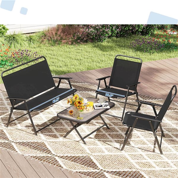 Costway 4-Piece Outdoor Patio Folding Conversation Set