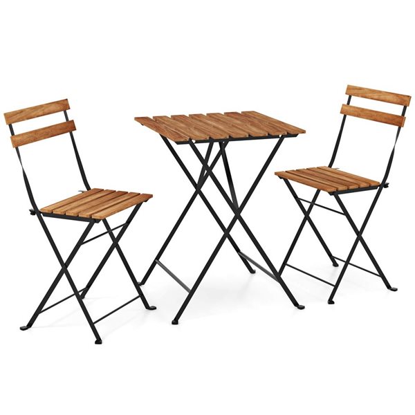 Costway 3-Piece Brown Acacia Wood Patio Bistro Set