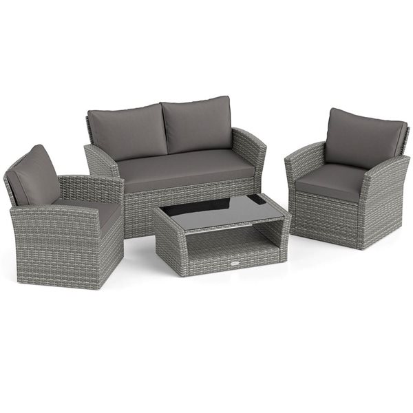 Costway 4-Piece Grey Patio Furniture Set