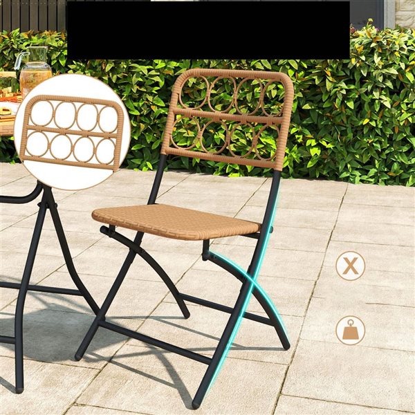 Costway 3-Piece Patio Bistro Set with Wicker Seat & Tabletop