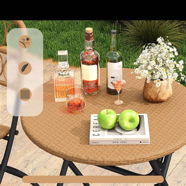 Costway 3-Piece Patio Bistro Set with Wicker Seat & Tabletop