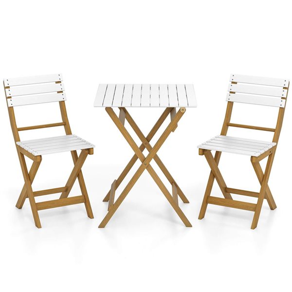 Costway 3-Piece Folding Patio Bistro Set with Slatted Design