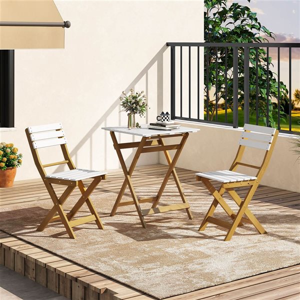 Costway 3-Piece Folding Patio Bistro Set with Slatted Design