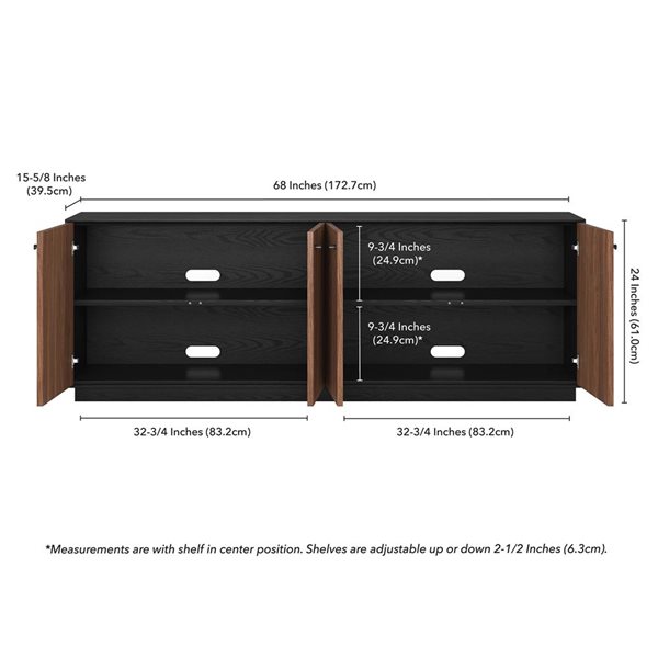 Hailey Home Lillian Black Grain TV Stand for TV's up to 75-in