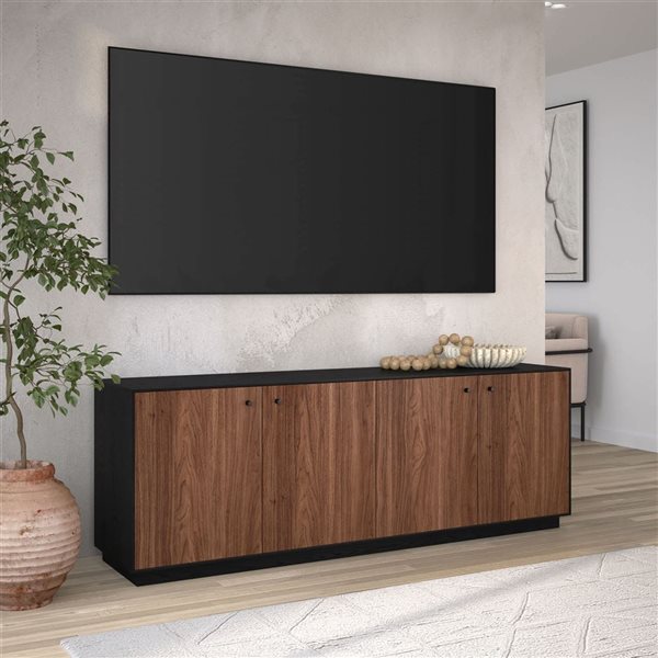 Hailey Home Lillian Black Grain TV Stand for TV's up to 75-in