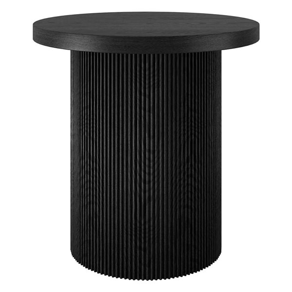 Hailey Home Isa 22-in Black Grain Round Fluted Side Table