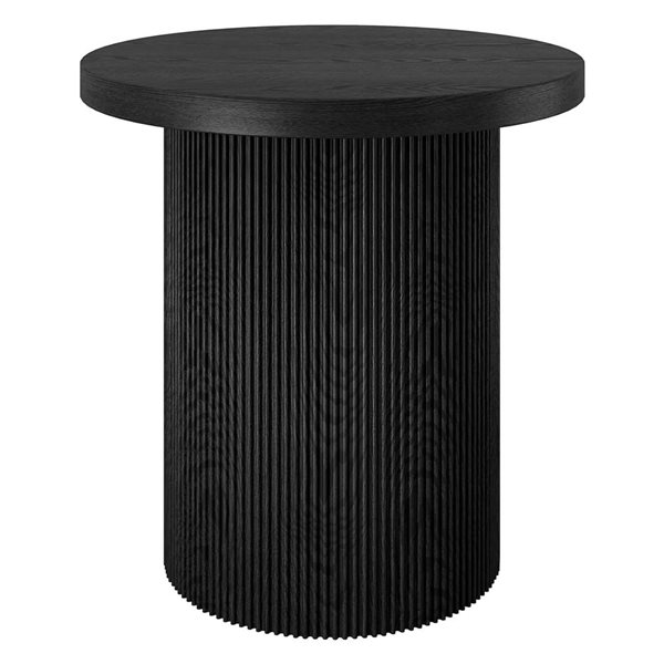 Hailey Home Isa 22-in Black Grain Round Fluted Side Table