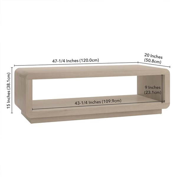 Hailey Home Lonni 47-in Alder Washed White Coffee Table