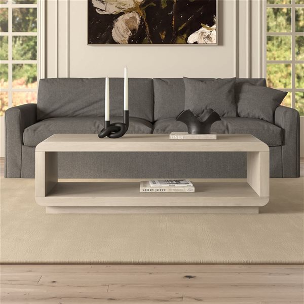 Hailey Home Lonni 47-in Alder Washed White Coffee Table