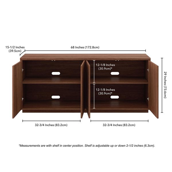 Hailey Home Alston 68-in Satin Walnut Buffet Table