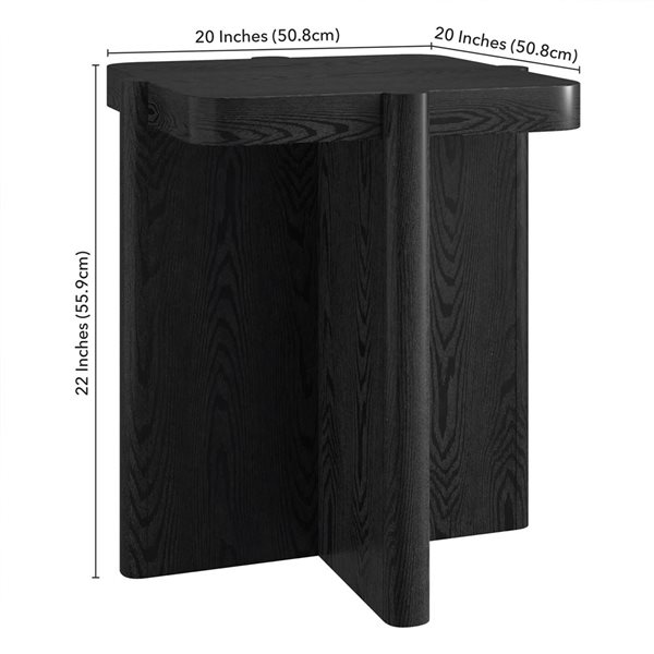 Hailey Home Laguna 20-in Black Grain Square Side Table