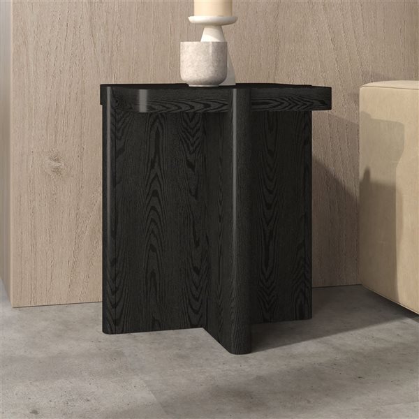 Hailey Home Laguna 20-in Black Grain Square Side Table