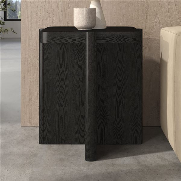 Hailey Home Laguna 20-in Black Grain Square Side Table