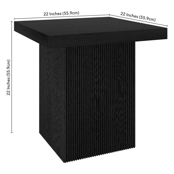 Hailey Home Torren 22-in Black Grain Square Fluted Side Table