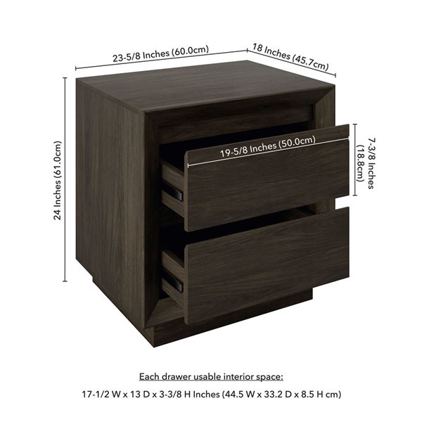 Hailey Home Emmett 24-in Alder Brown Nightstand