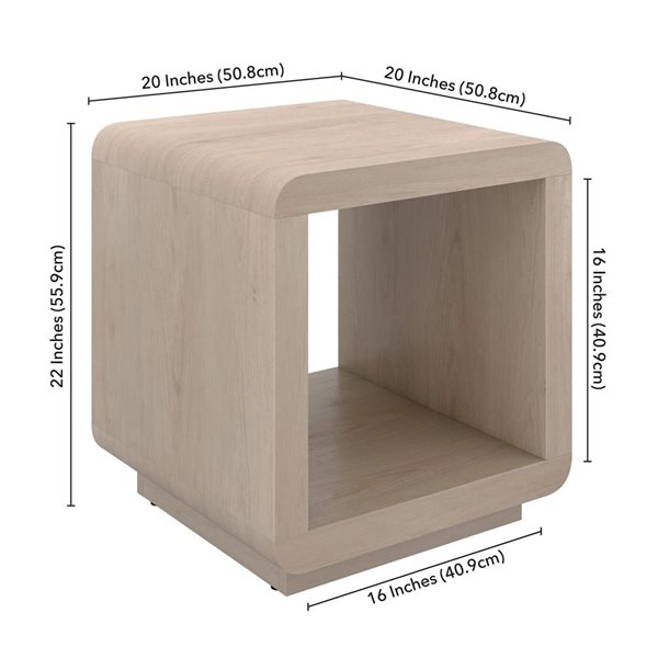 Hailey Home Lonni 20-in Alder Washed White Square Side Table