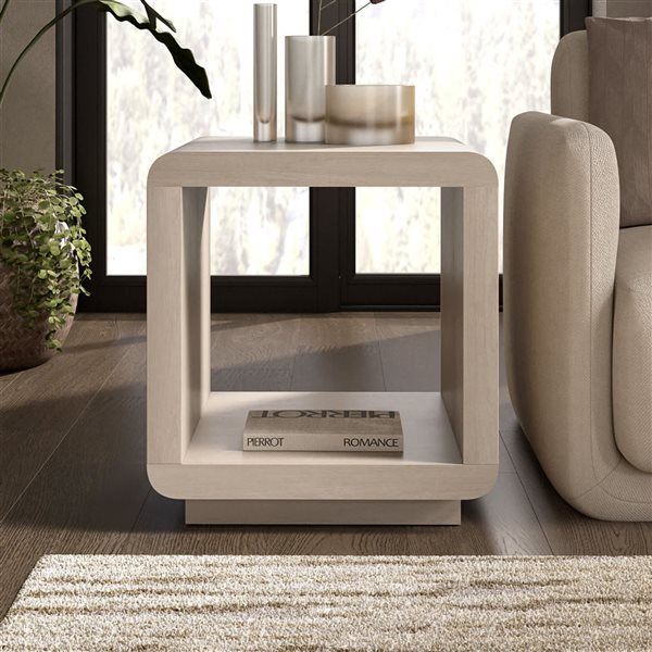 Hailey Home Lonni 20-in Alder Washed White Square Side Table
