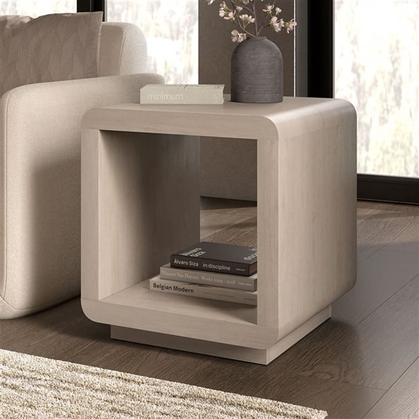 Hailey Home Lonni 20-in Alder Washed White Square Side Table