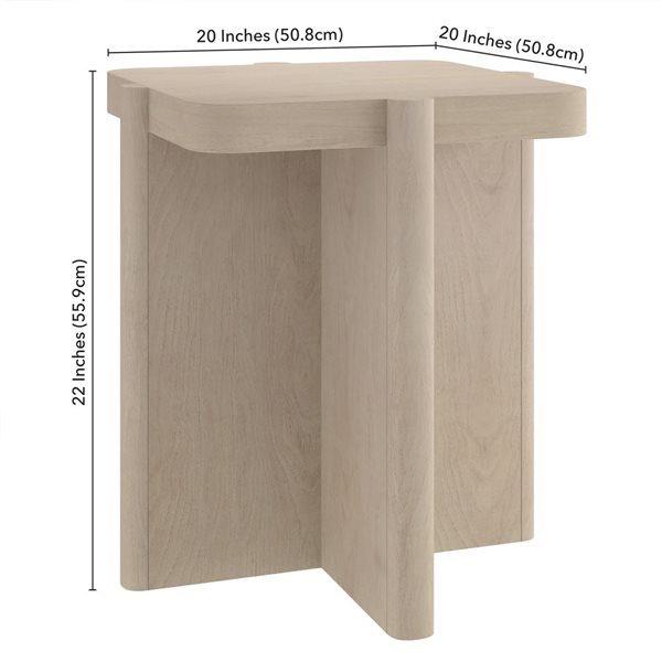 Hailey Home Laguna 20-in Alder Washed White Square Side Table