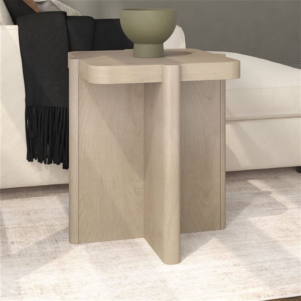 Hailey Home Laguna 20-in Alder Washed White Square Side Table