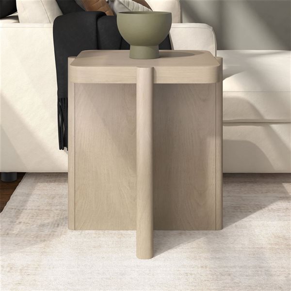 Hailey Home Laguna 20-in Alder Washed White Square Side Table