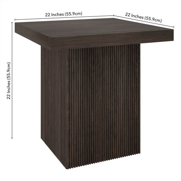 Hailey Home Torren 22-in Alder Brown Square Fluted Side Table