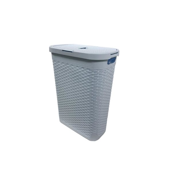 Modern Homes Slim Rattan-Style Laundry Hamper 40-L - Sky Blue