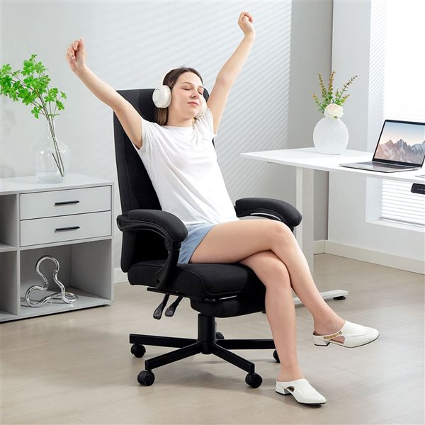 Vinsetto Black Linen High-Back Office Chair