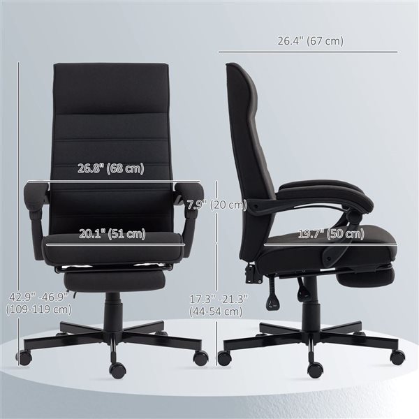 Vinsetto Black Linen High-Back Office Chair