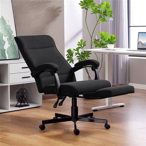 Vinsetto Black Linen High-Back Office Chair