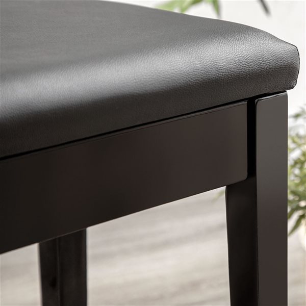 HOMCOM Black PU Leather Padded Classic Piano Bench Stool