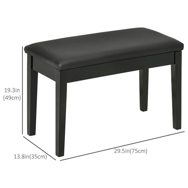 HOMCOM Black PU Leather Padded Classic Piano Bench Stool