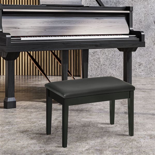 HOMCOM Black PU Leather Padded Classic Piano Bench Stool