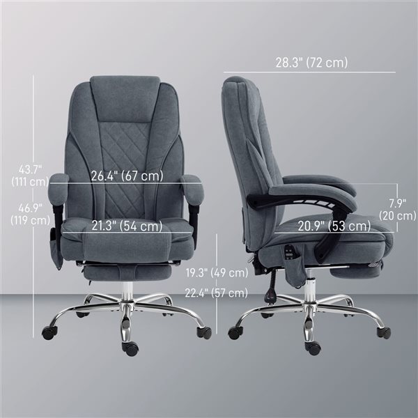 Vinsetto Dark Grey Reclining Massage Office Chair