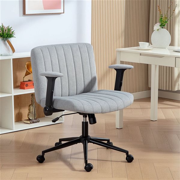 HOMCOM Grey Wide Criss Cross Office Chair with Arms, Wheels