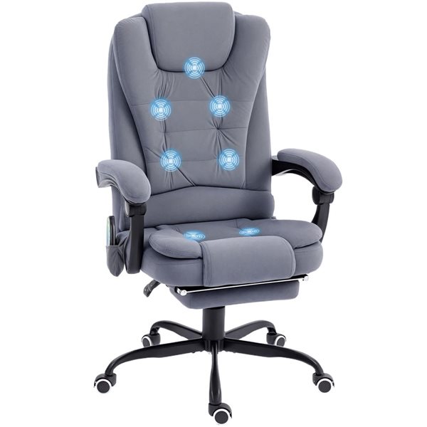Vinsetto Grey 7-Point Vibration Massage Office Chair with Swivel Wheels