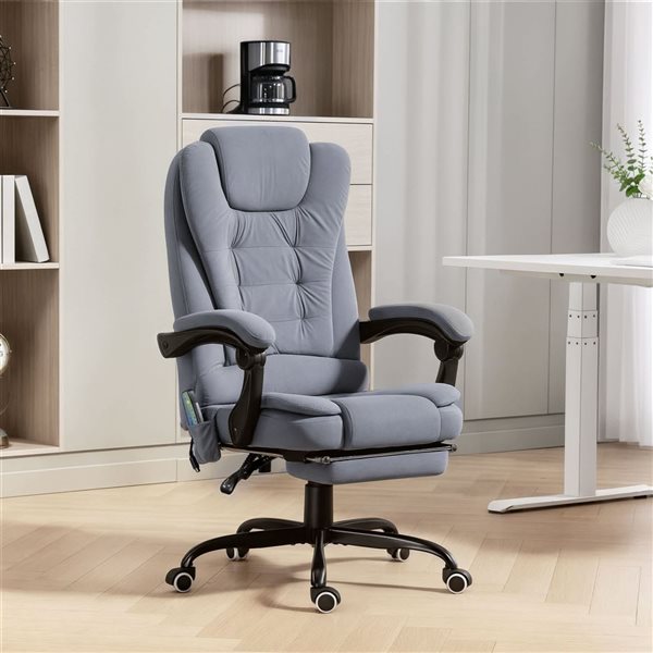 Vinsetto Grey 7-Point Vibration Massage Office Chair with Swivel Wheels