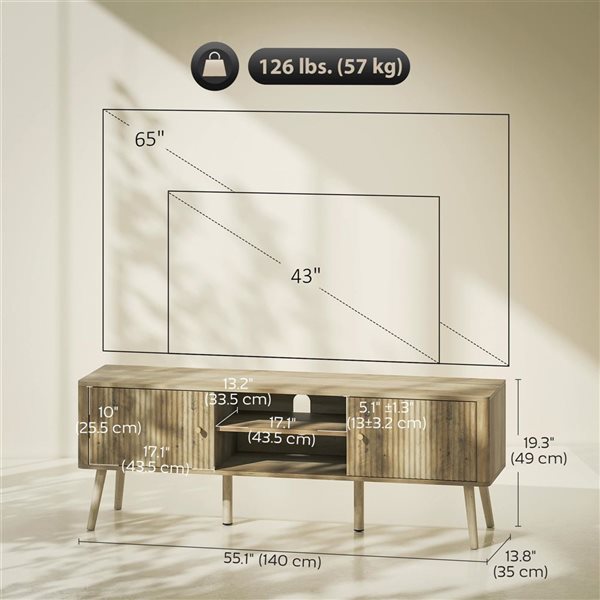 HOMCOM Oak TV Stand for 65 Inch Television