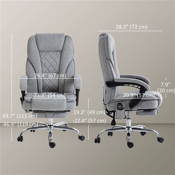 Vinsetto Grey Reclining Massage Office Chair