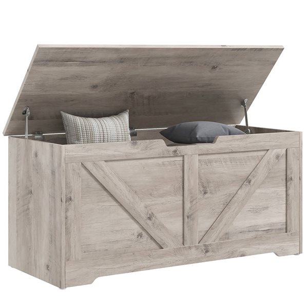 Coffre de rangement HOMCOM gris en bois 39,4 po pour salon 838-480V81GY ...