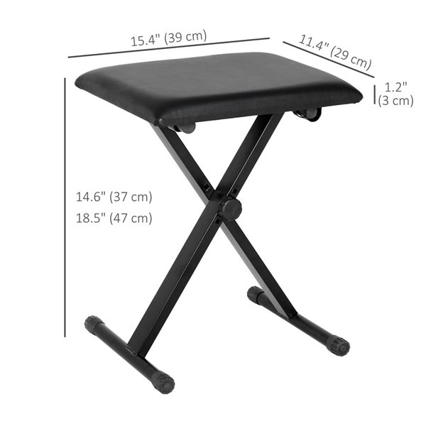 HOMCOM Black X-Style Folding Adjustable Piano Bench